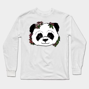 Cute Floral Panda Long Sleeve T-Shirt